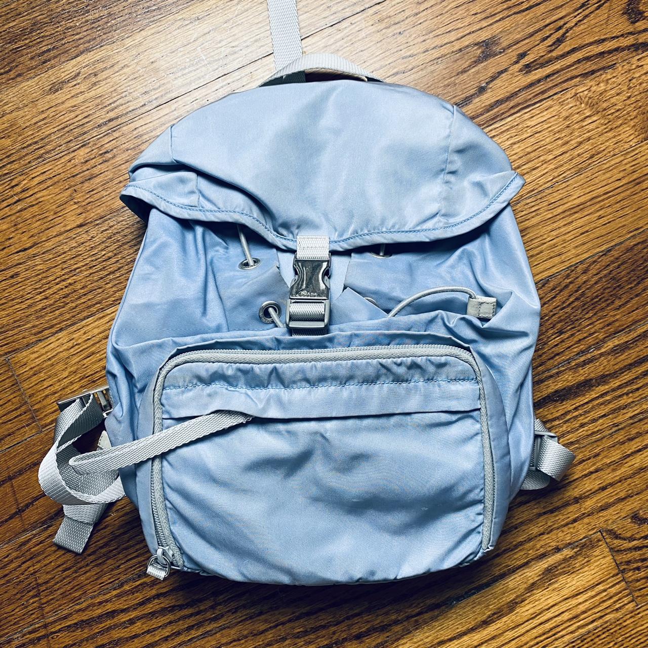 Prada blue backpack Condition: 9/10 (No major flaws... - Depop