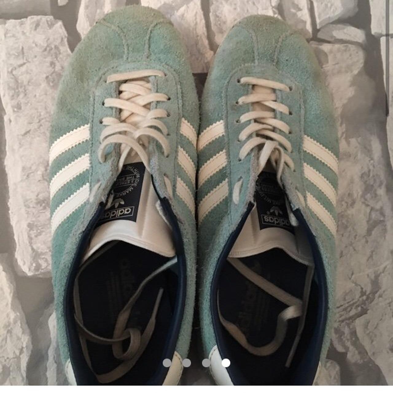 Mint green Adidas Gazelles. Size 5 Signs of wear as... - Depop