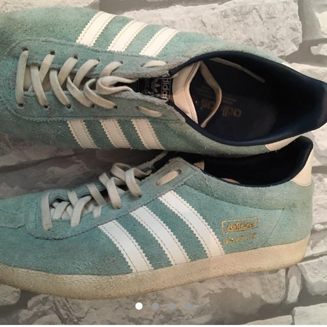 Mint green Adidas Gazelles. Size 5 Signs of wear as... - Depop