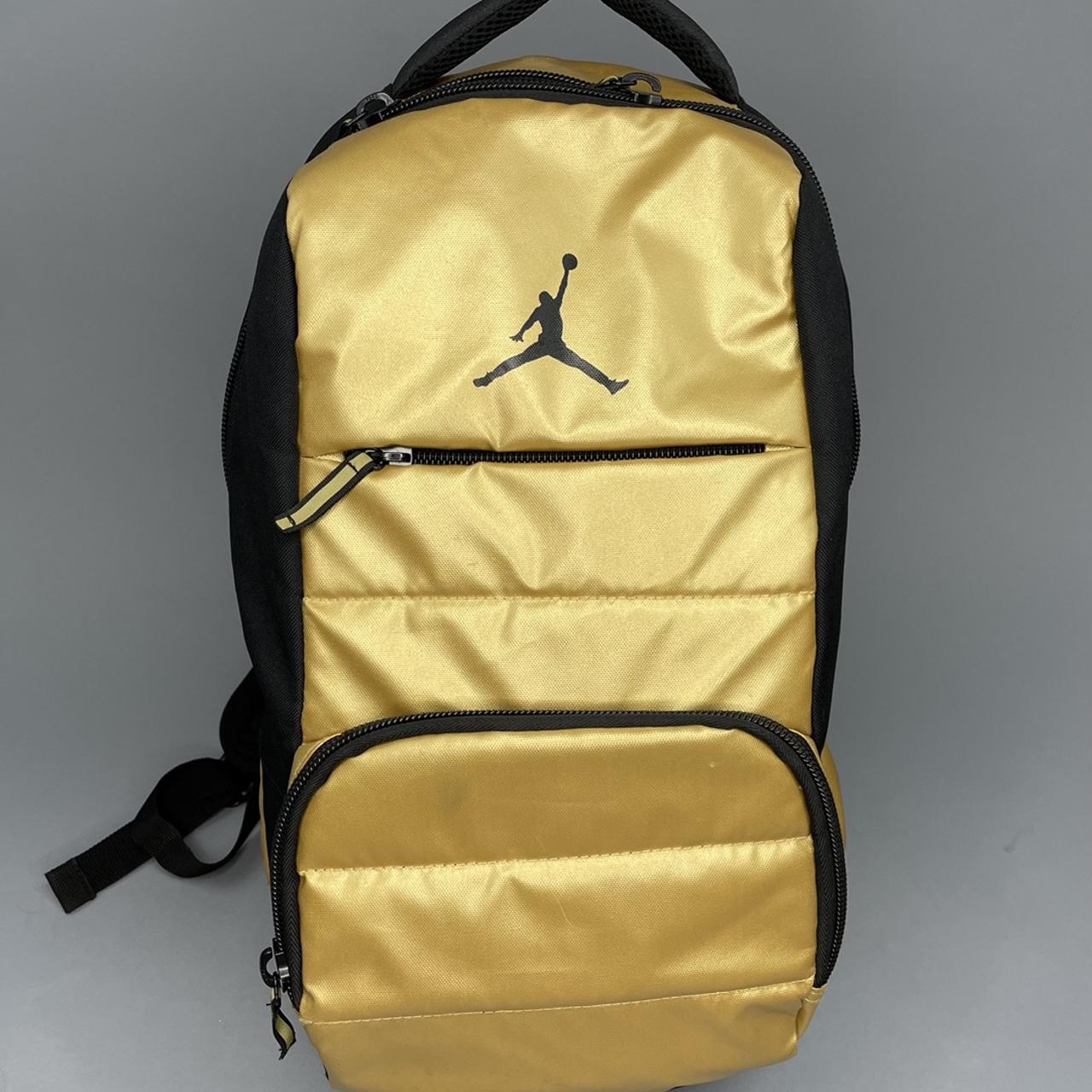 black and gold jordan backpack