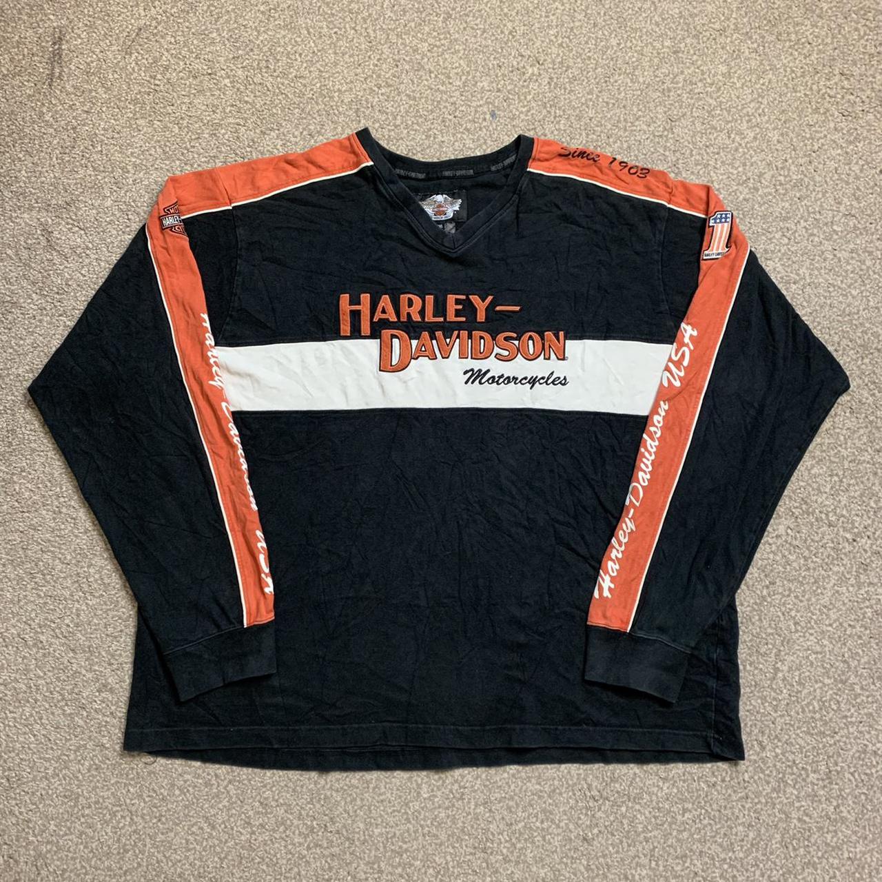 Harley Davidson Jumper Sweatshirt Vintage Spell Out... - Depop