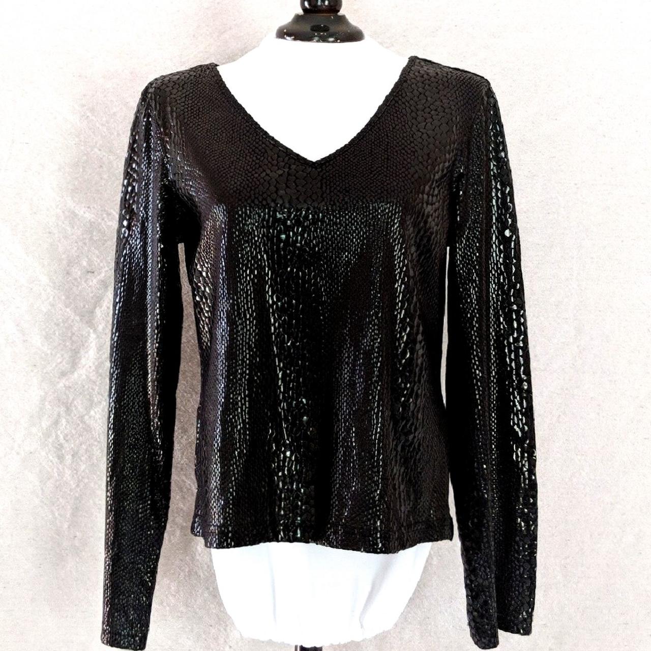 Calvin Klein Black Rubber Snakeskin Look Top size... - Depop