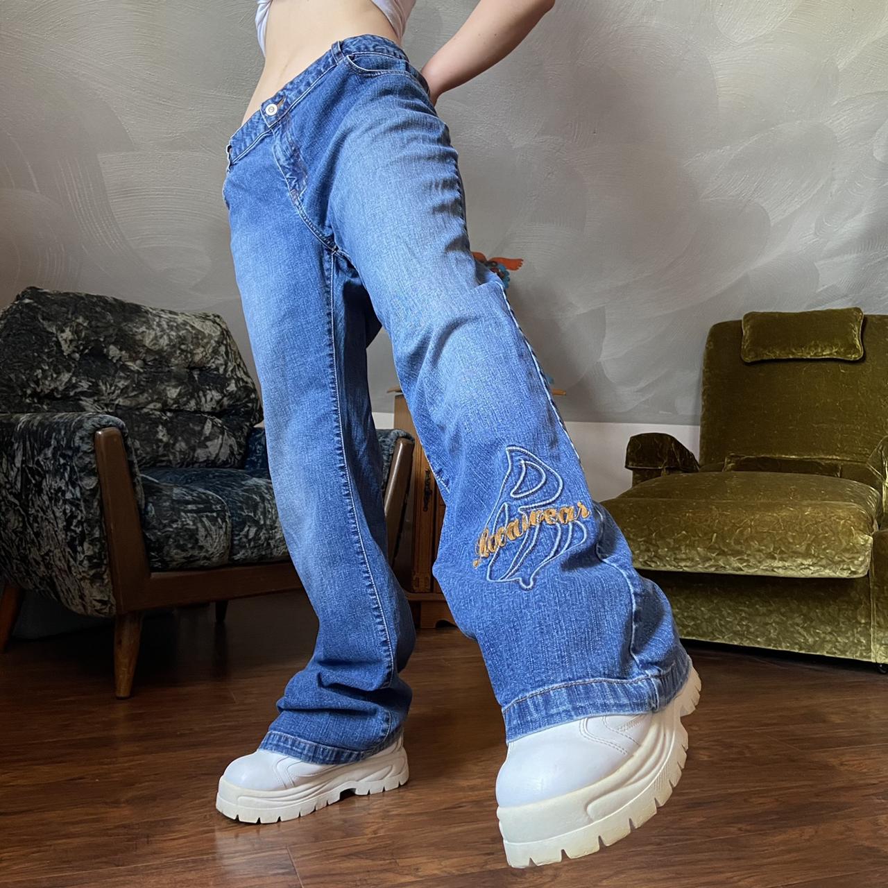 y2k medium wash, low rise Rocawear jeans   - Depop