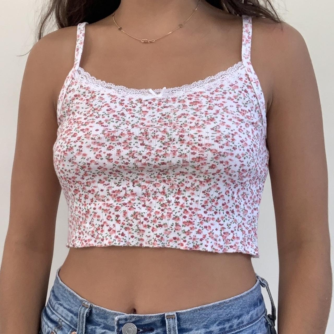 rare-brandy-melville-cropped-floral-tank-worn-once-depop