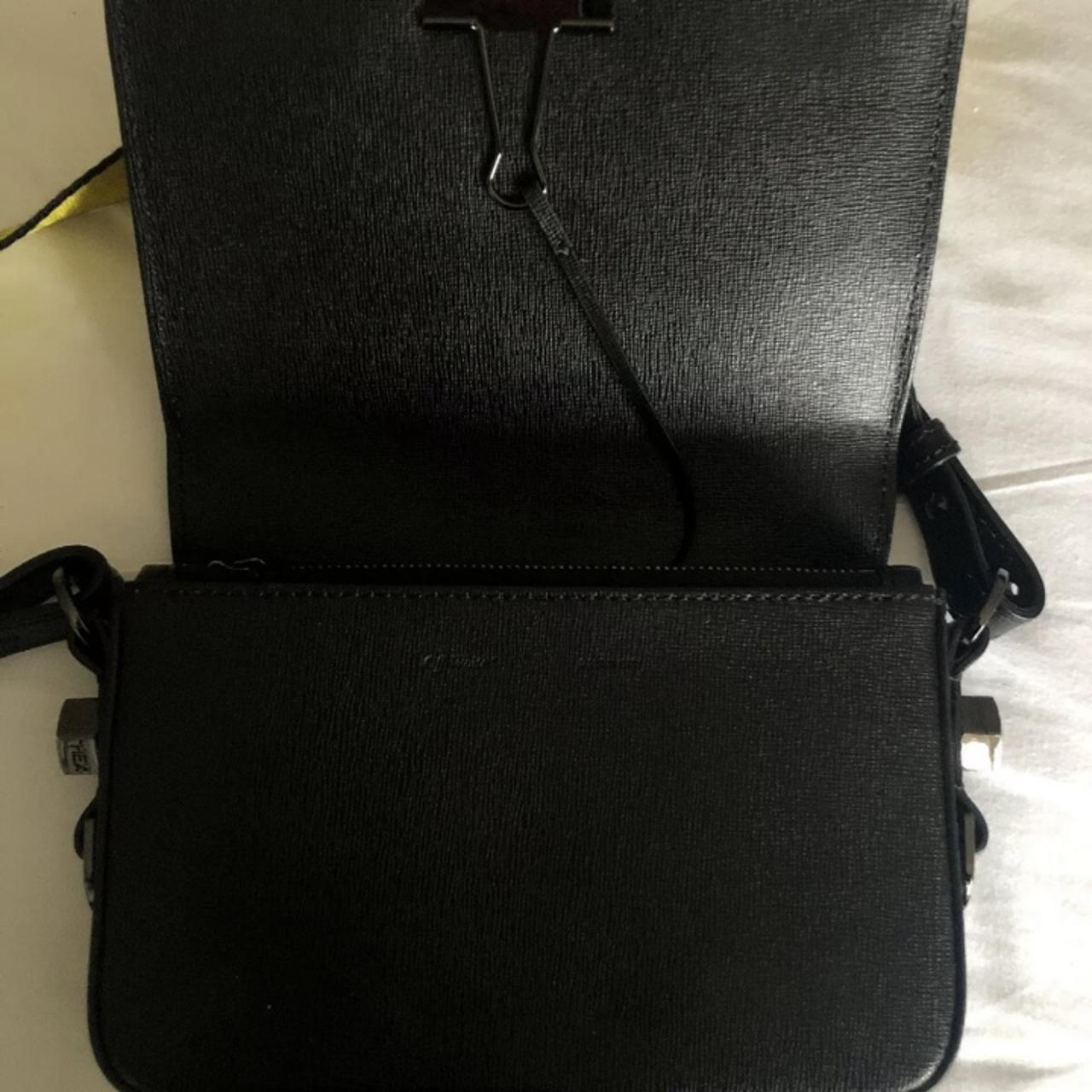 Off-White Black Diagonal Binder Clip Bag with Yellow - Depop