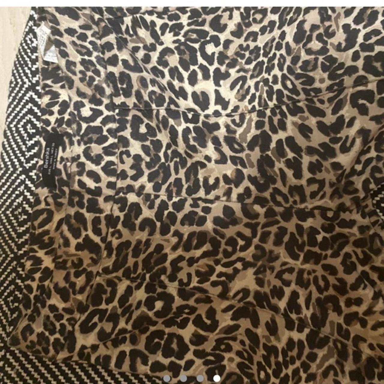 Bershka Leopard print flares bottoms semi thick but... - Depop