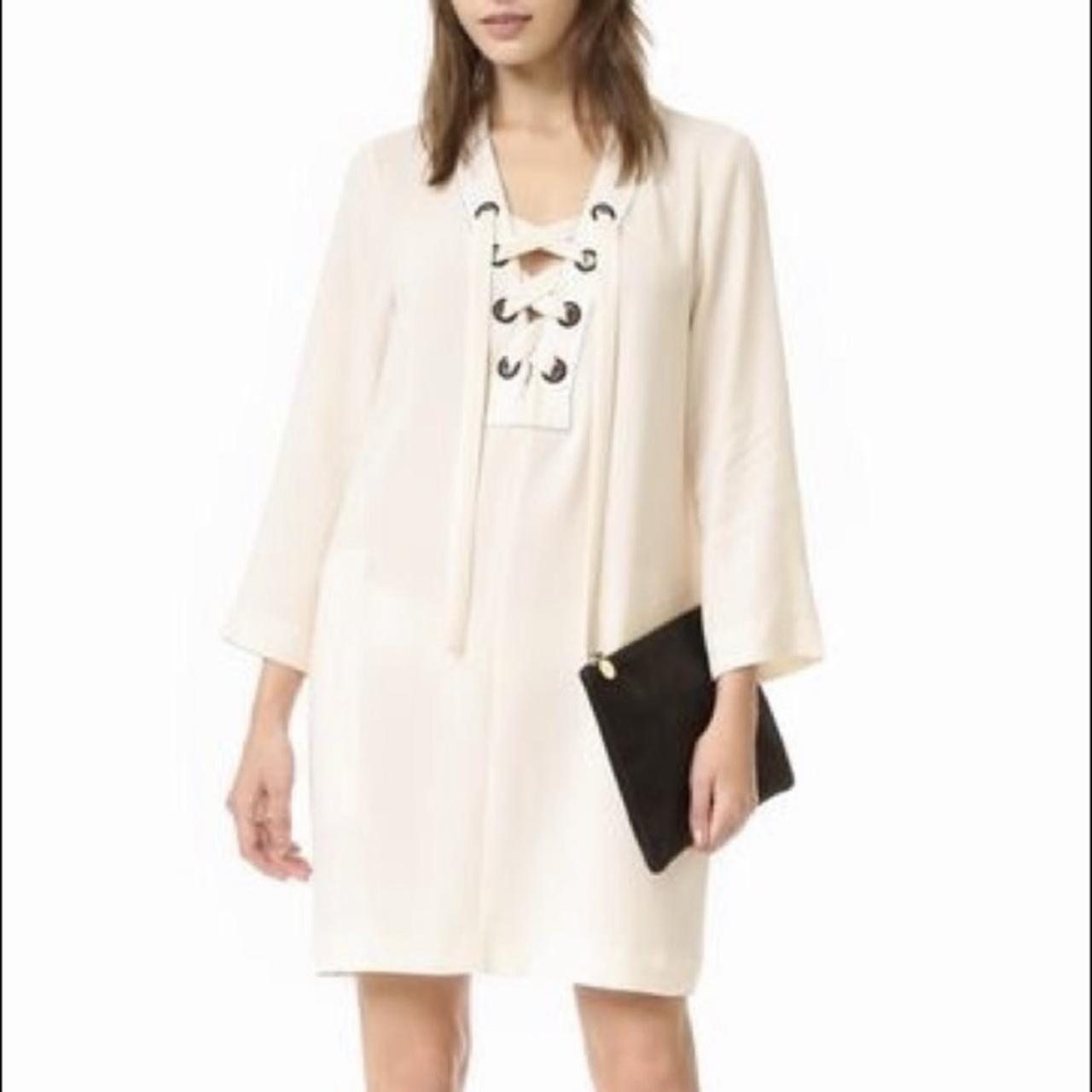 BCBGMaxAzria Cream Lace Up Tunic Dress NWT new with Depop