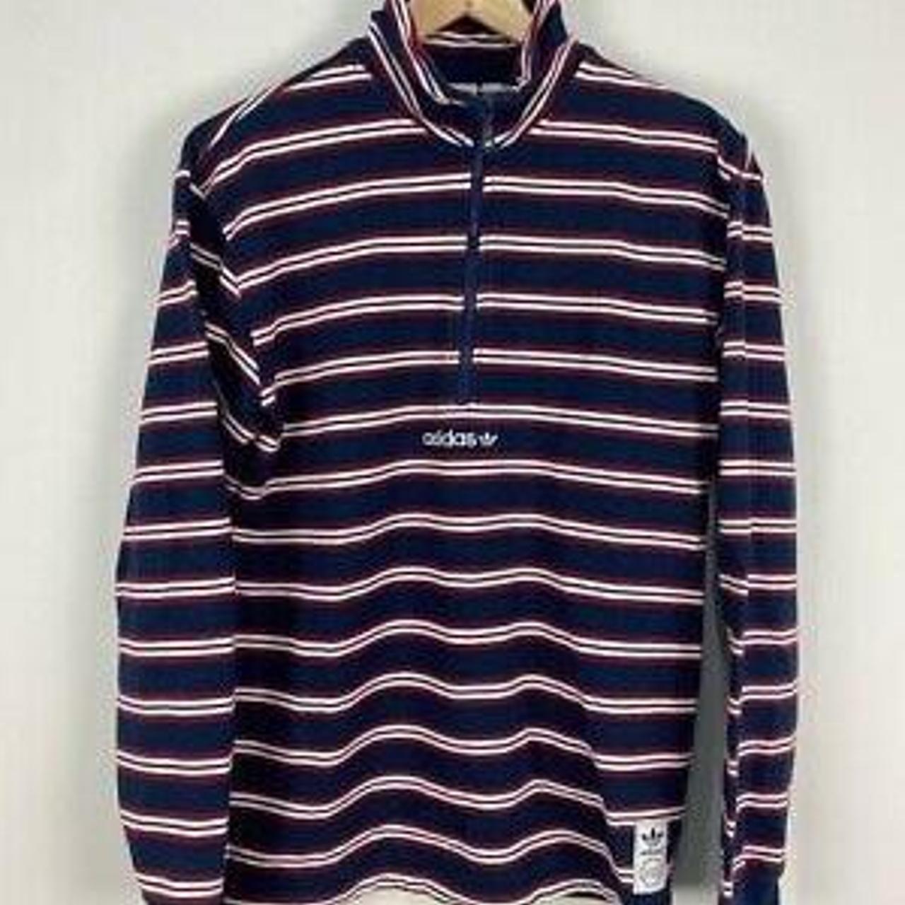 adidas striped half zip