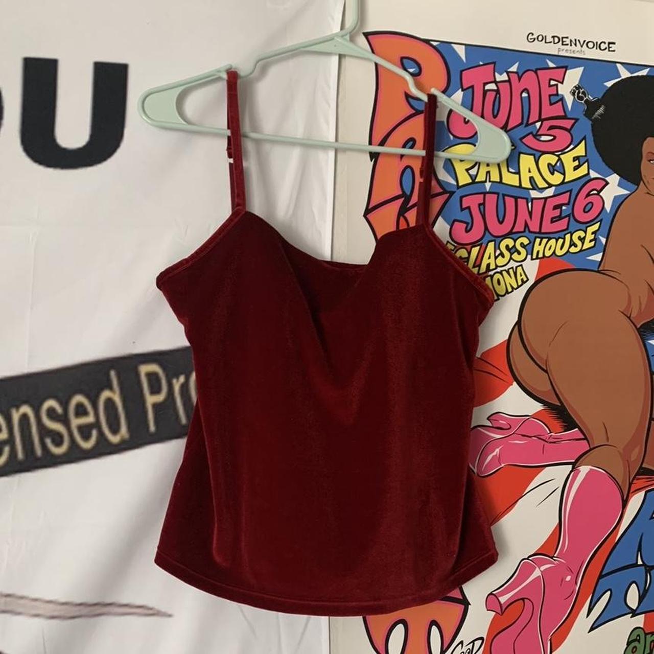 90s/Y2k sexy red velvet vampire Tank Cinema Etolie... - Depop