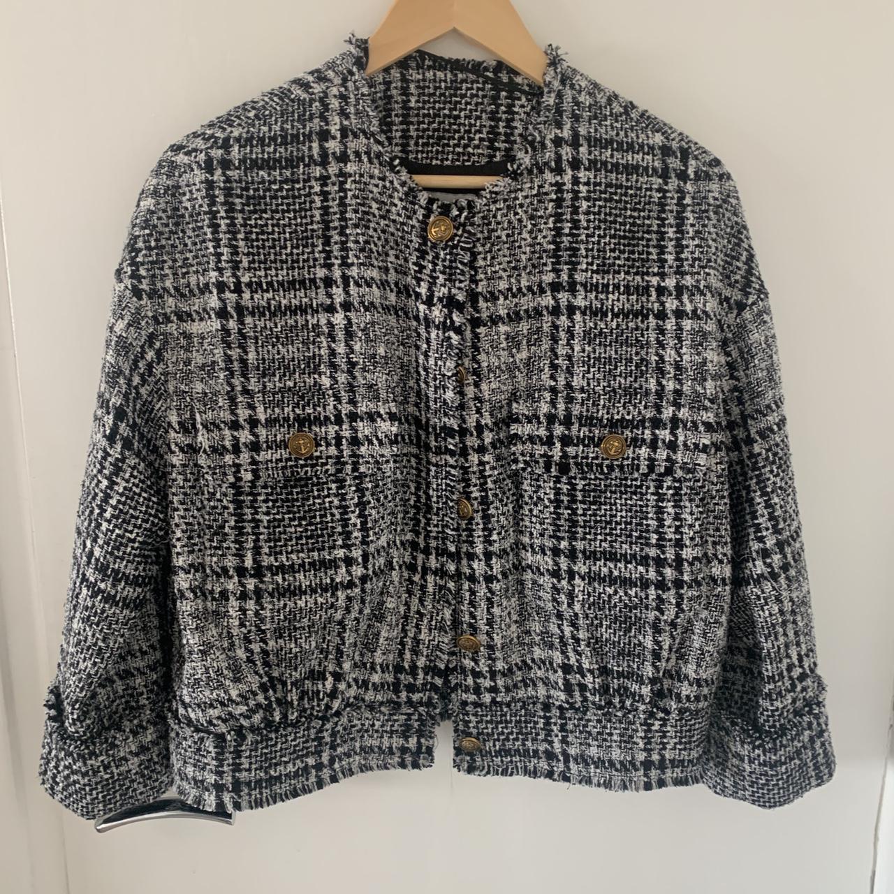Zara #tweed boucle black and white #herringbone
