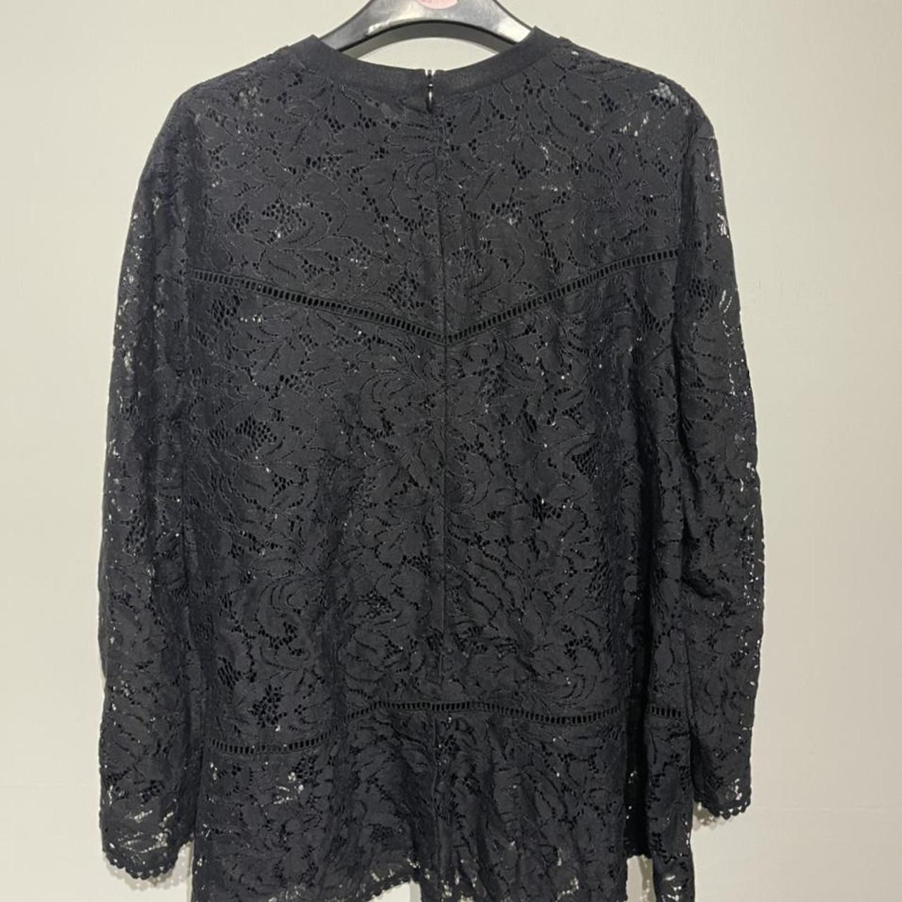 Zara black lace long sleeve blouse Size S Zip... - Depop