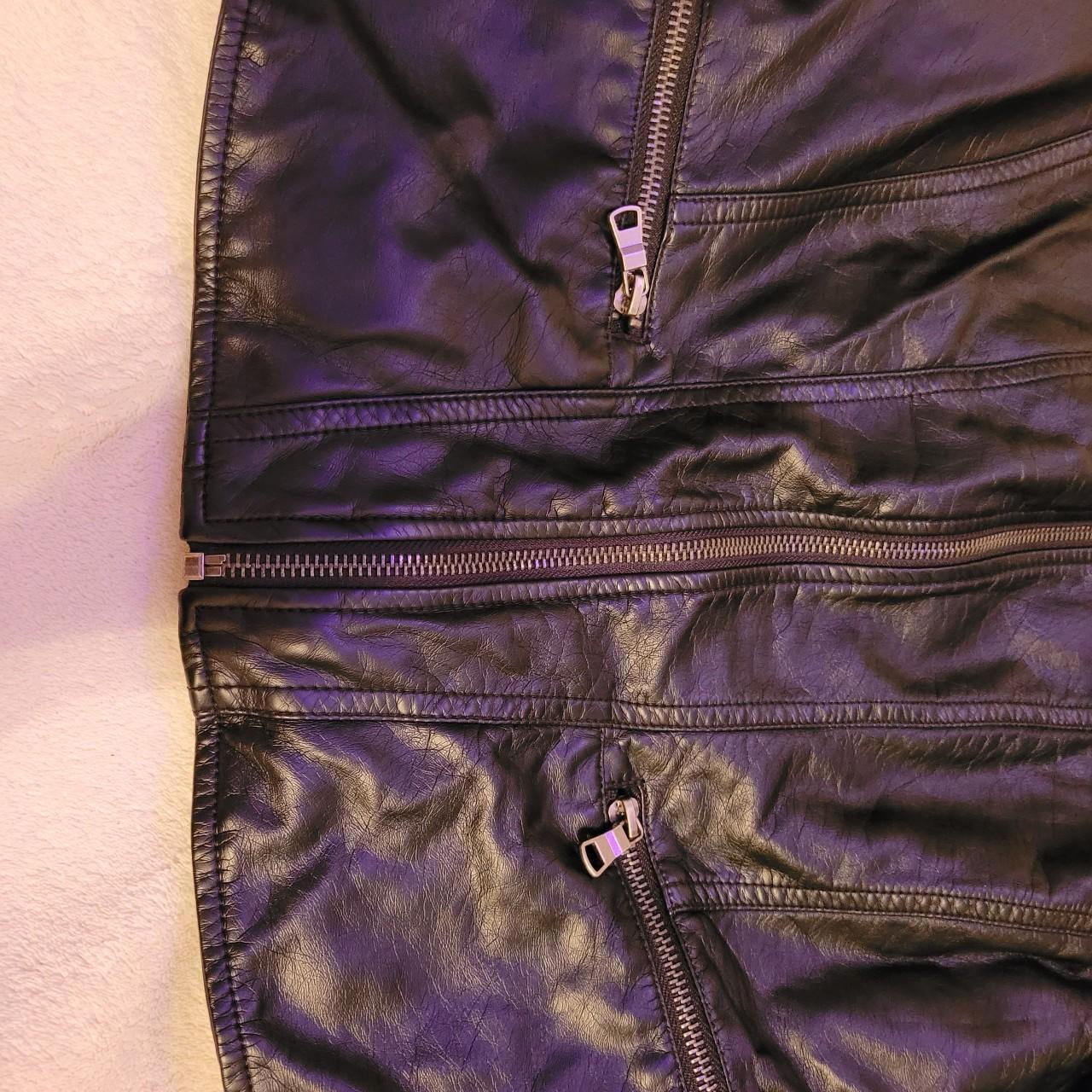 Black Moto Jacket Zip-Up Motorcycle Jacket NOT REAL... - Depop