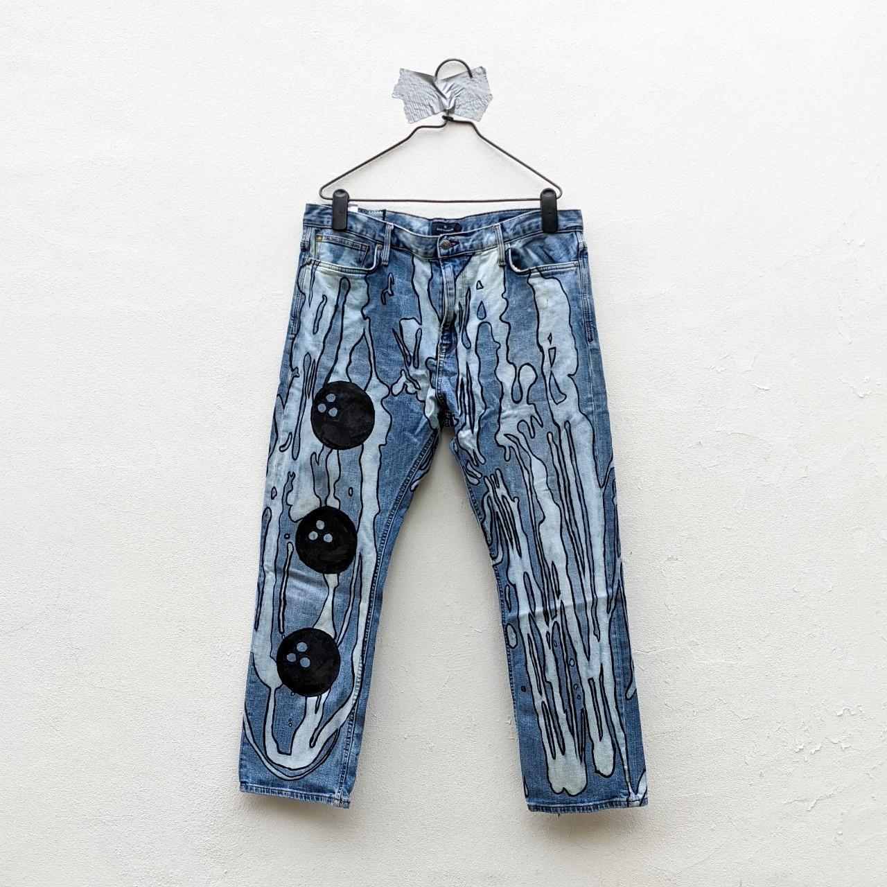 Hand painted 'Stain' jeans Open to offers Waist... Depop