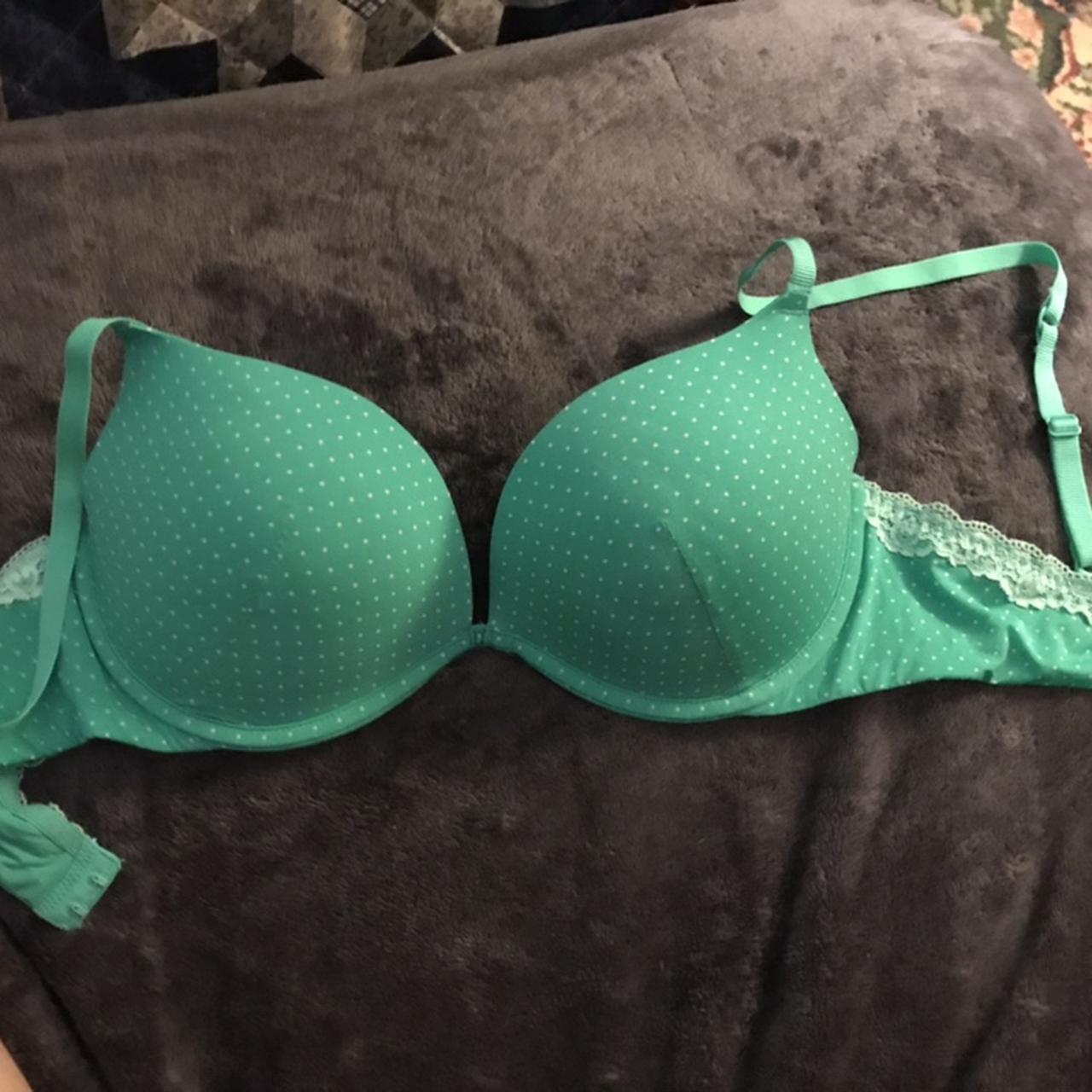 Soft mint polka dot push-up bra. Very complimenting... - Depop