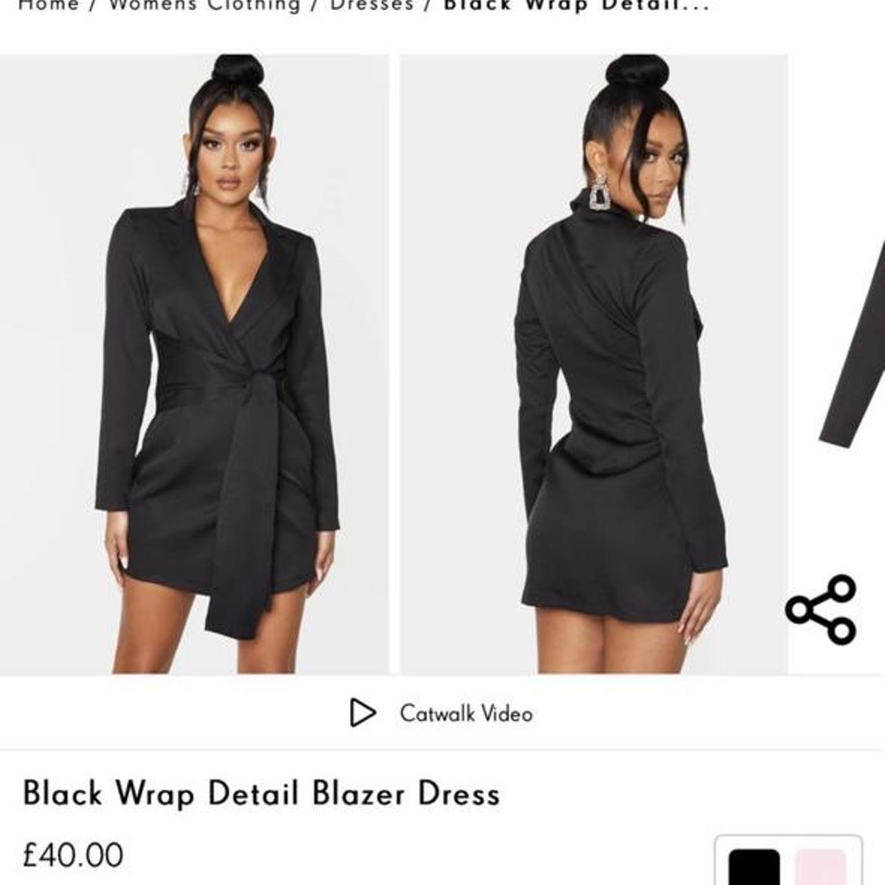 PLT Black wrap detail blazer dress never been worn... - Depop