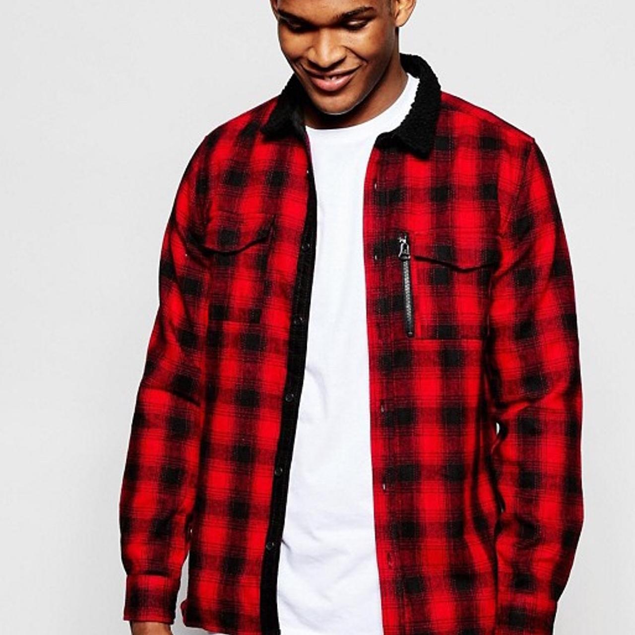 Mens River Island Check Wool Overshirt Depop