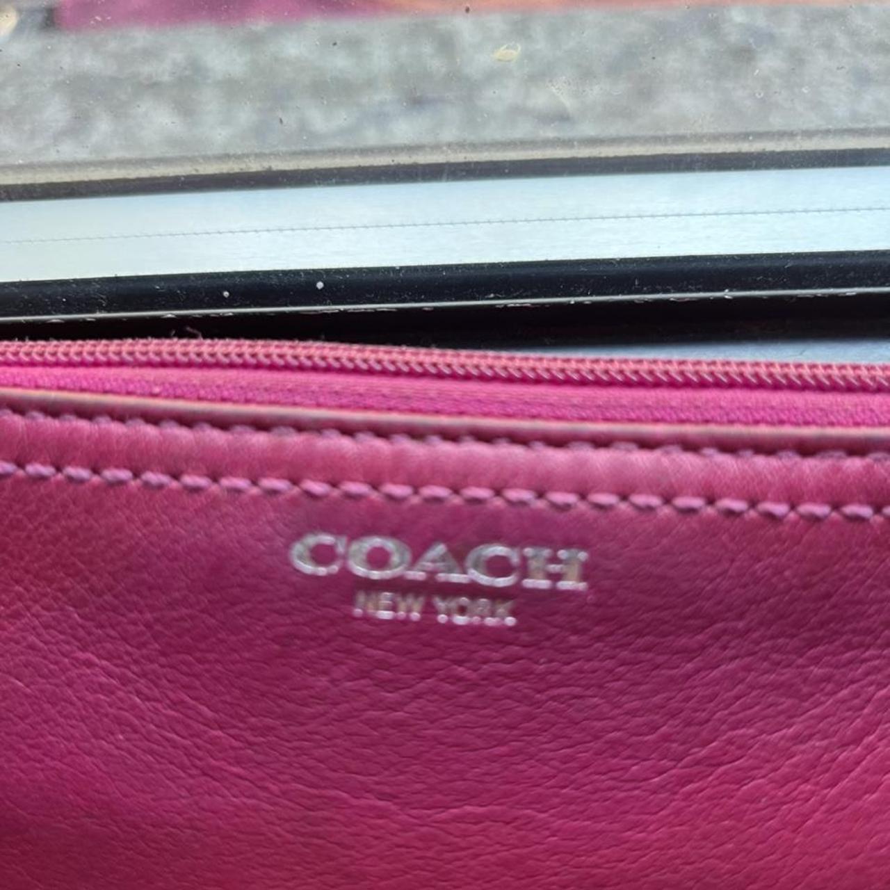 Vintage Coach Wristlet. Two pockets: one with clasp; - Depop