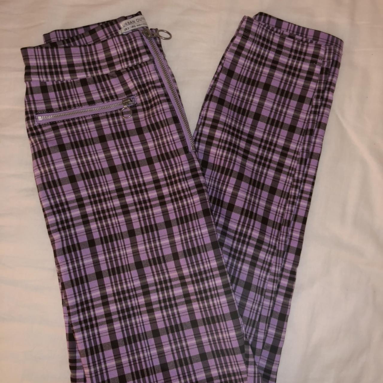 plaid pants purple