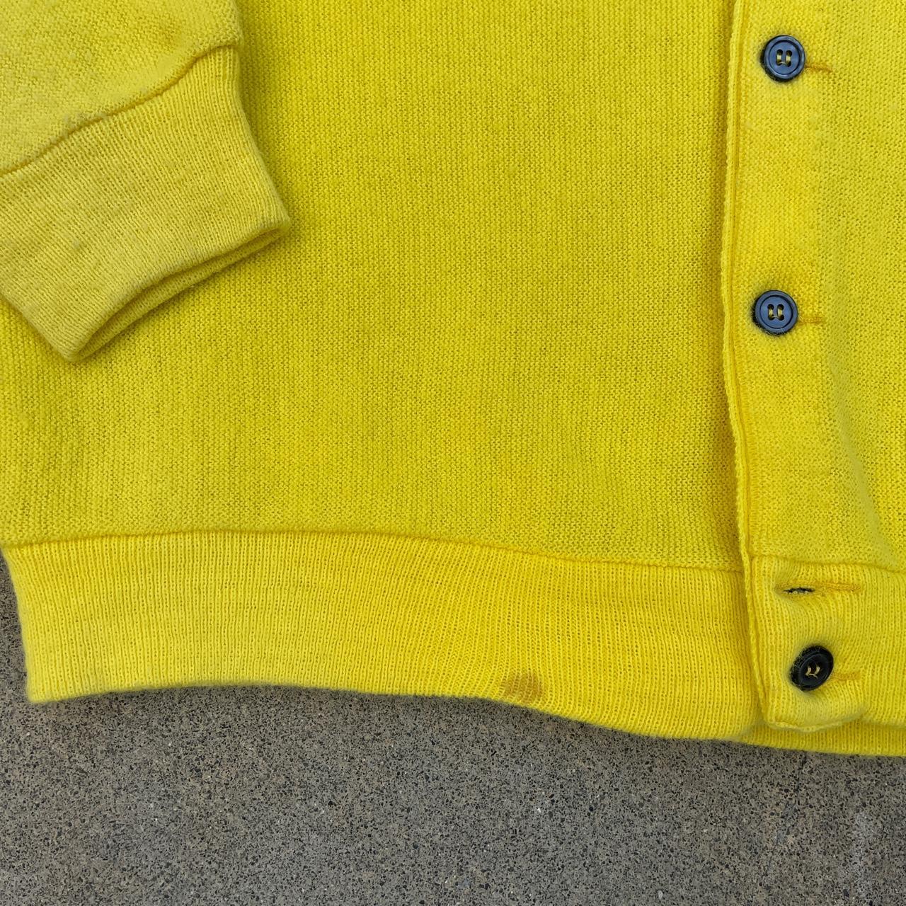 Vintage 70s Lacoste Yellow cardigan 100 Orlon... Depop