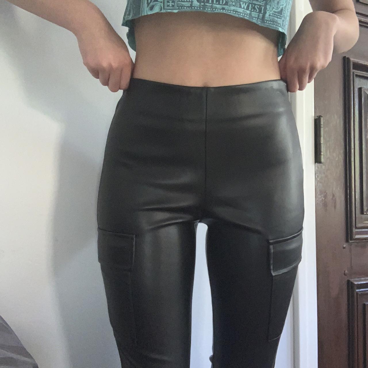 Zara NWT Faux Leather Leggings with Cargo Pockets
