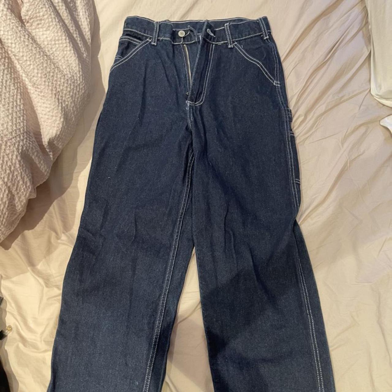 Brandy Melville Talia Dark Wash Cargo Jeans Super - Depop