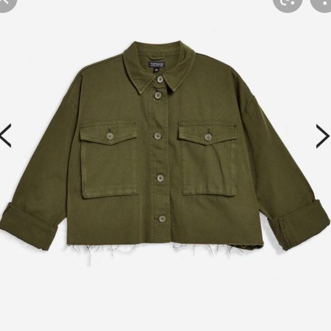 khaki cropped denim jacket