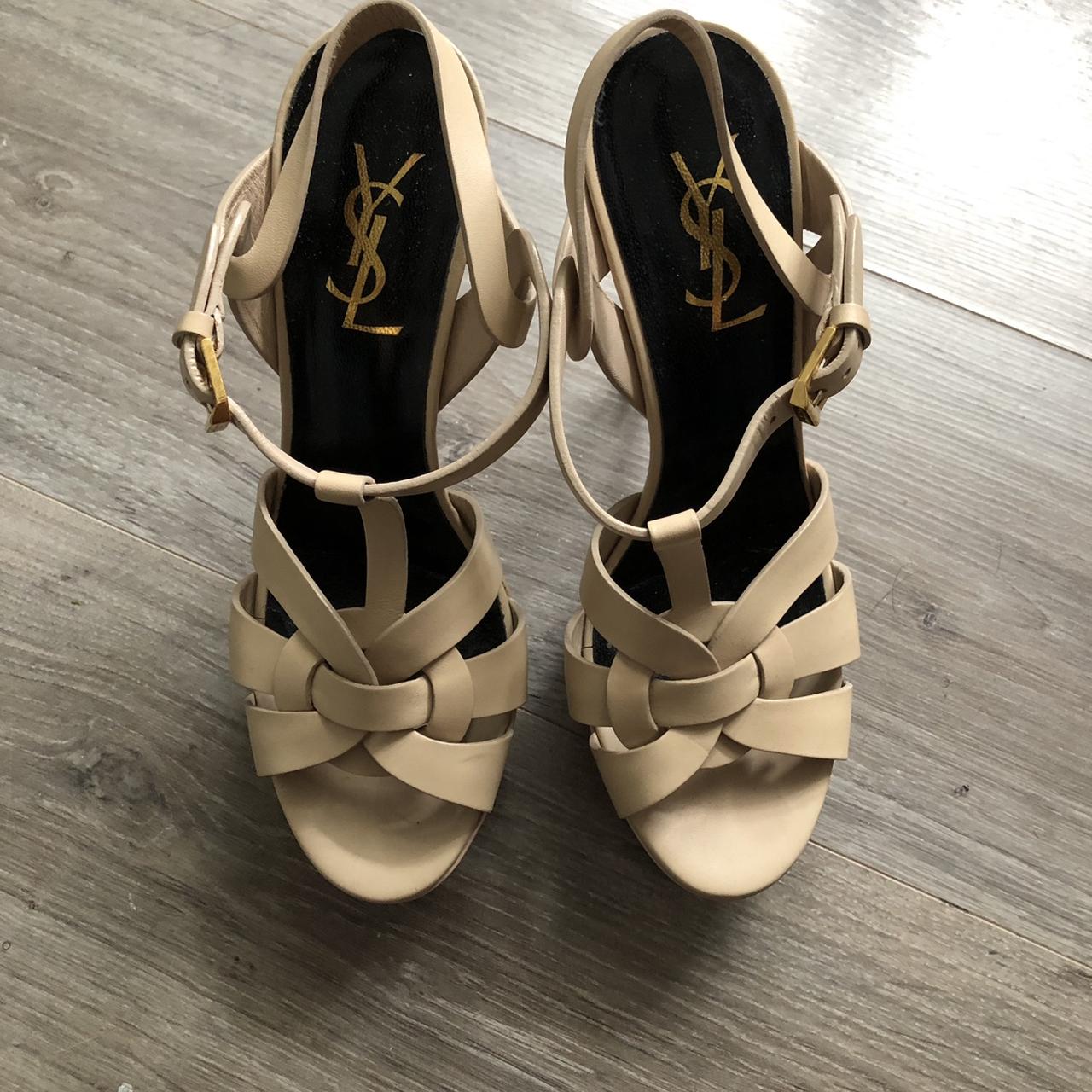 Saint Laurent tribute sandals (105 heel) in classic... - Depop