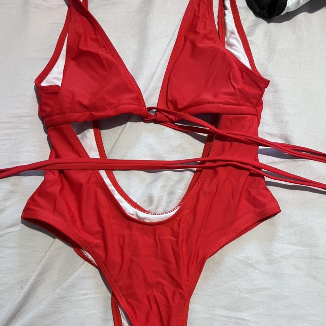 Womens Red Swimsuit One Piece Depop 