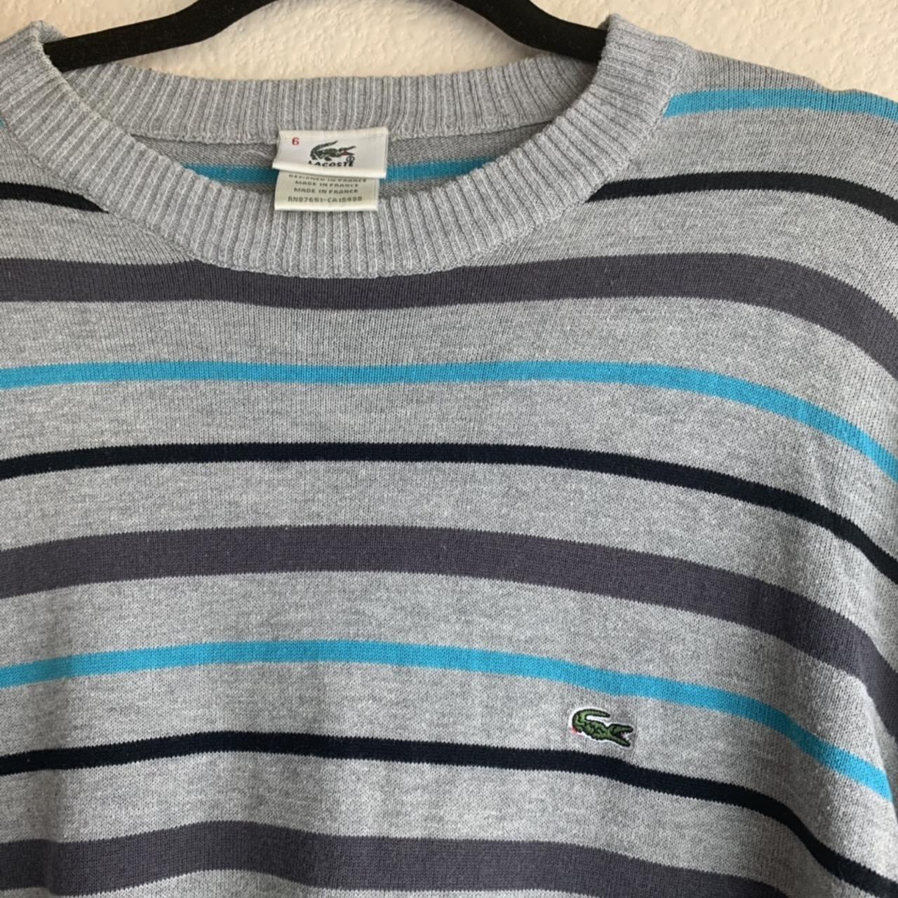 vintage striped lacoste sweater! size L/XL fit! no... - Depop