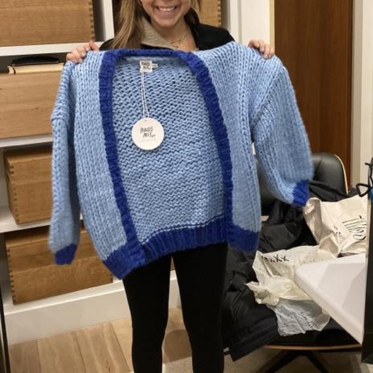 Princess Polly Lester Knit Blue Chunky Cardigan Size... Depop