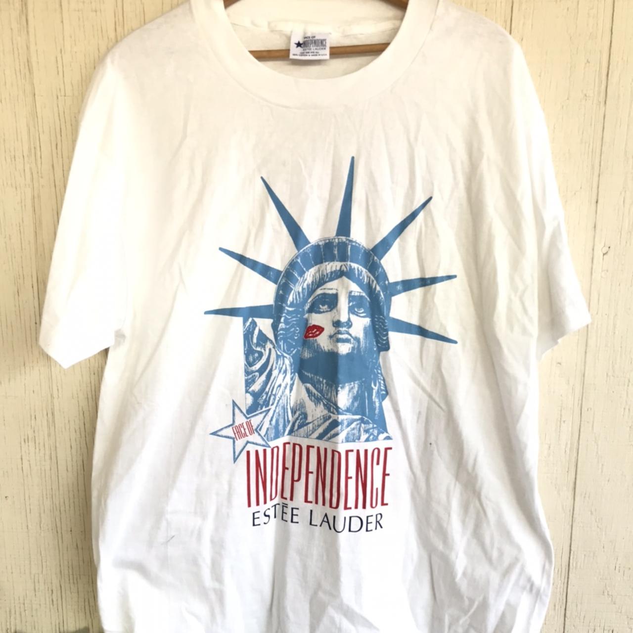 American Vintage Men's White and Blue T-shirt | Depop