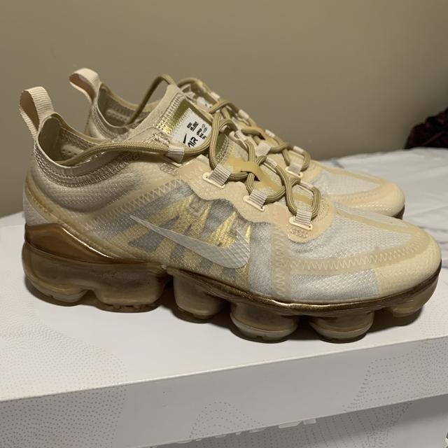 Nike woman s air vapormax 2019 white and gold in a Depop