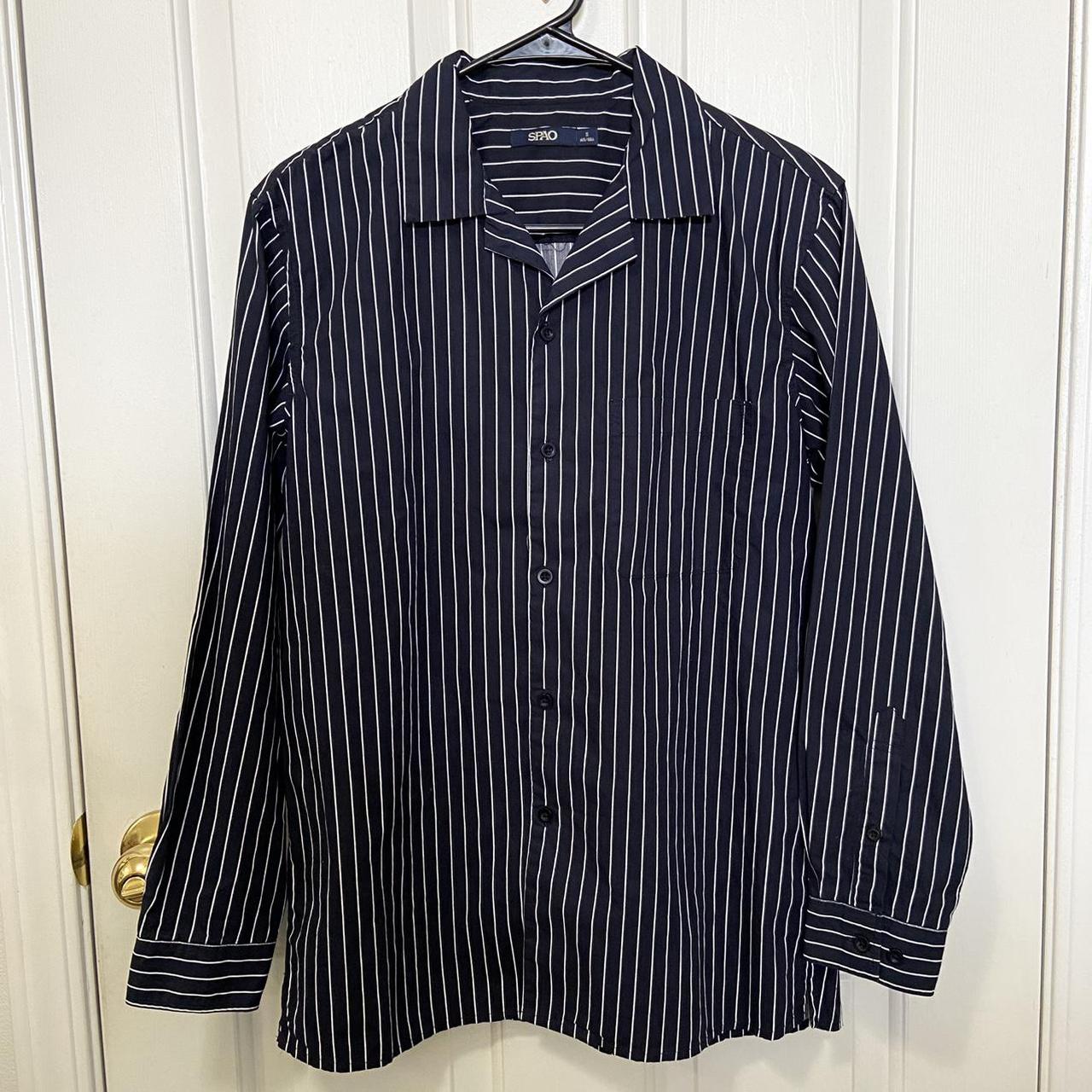 Men's Navy and White Shirt | Depop