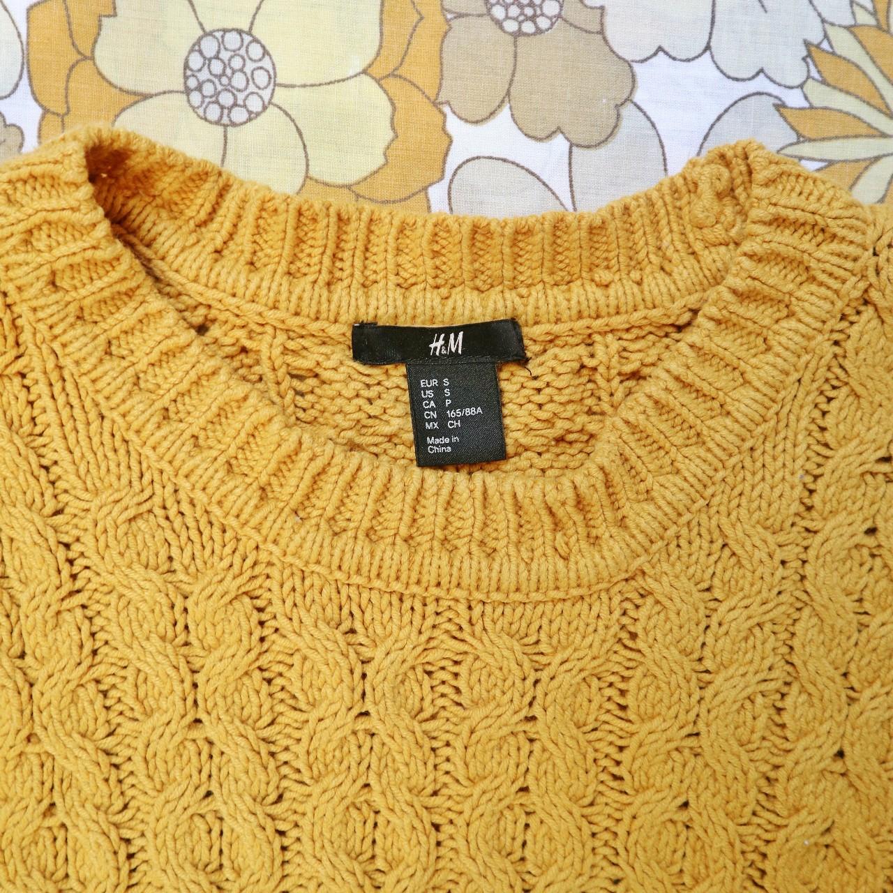 Mustard Yellow cable knit jumper, lovely vibrant... Depop