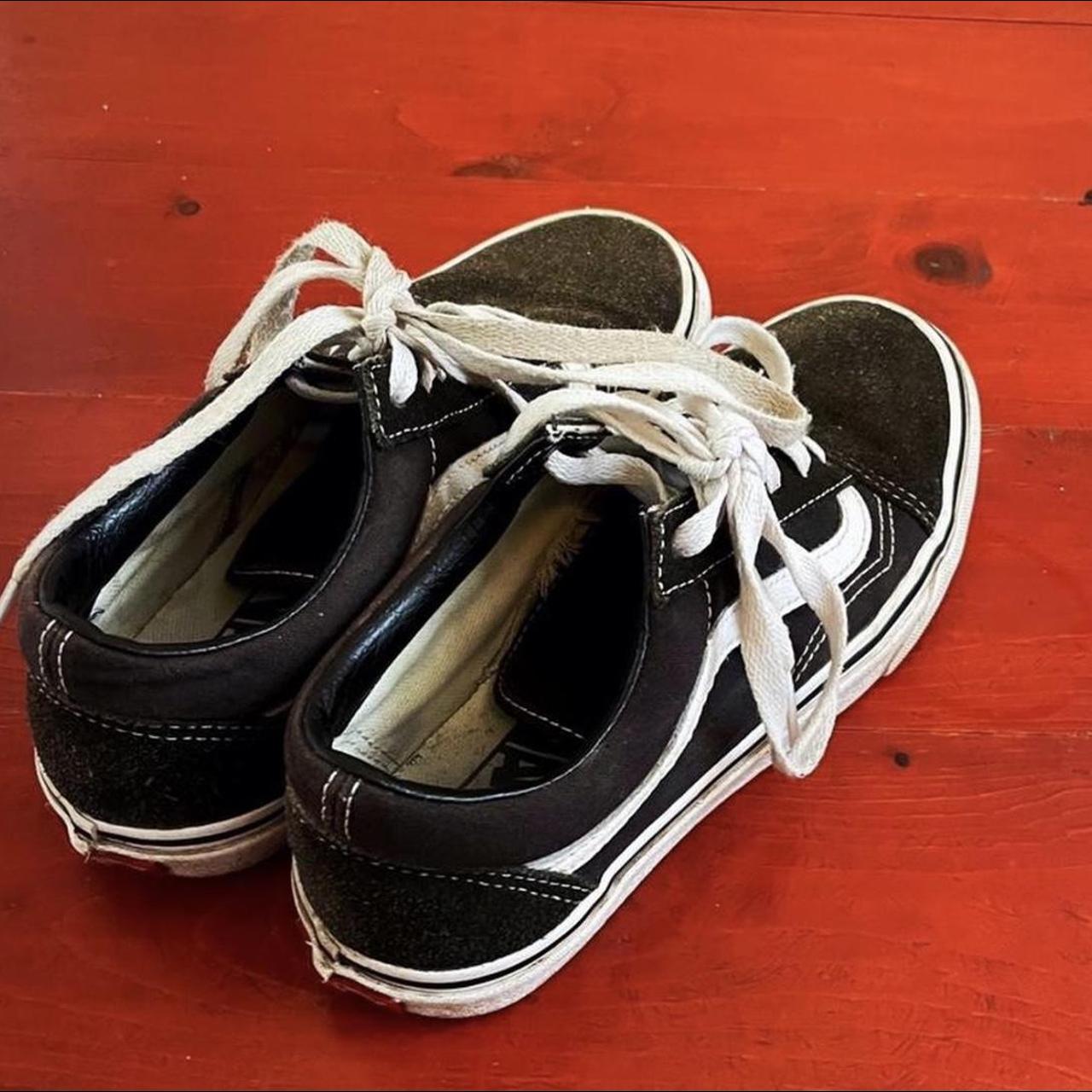 Classic black and white vans old skool trainers.... - Depop