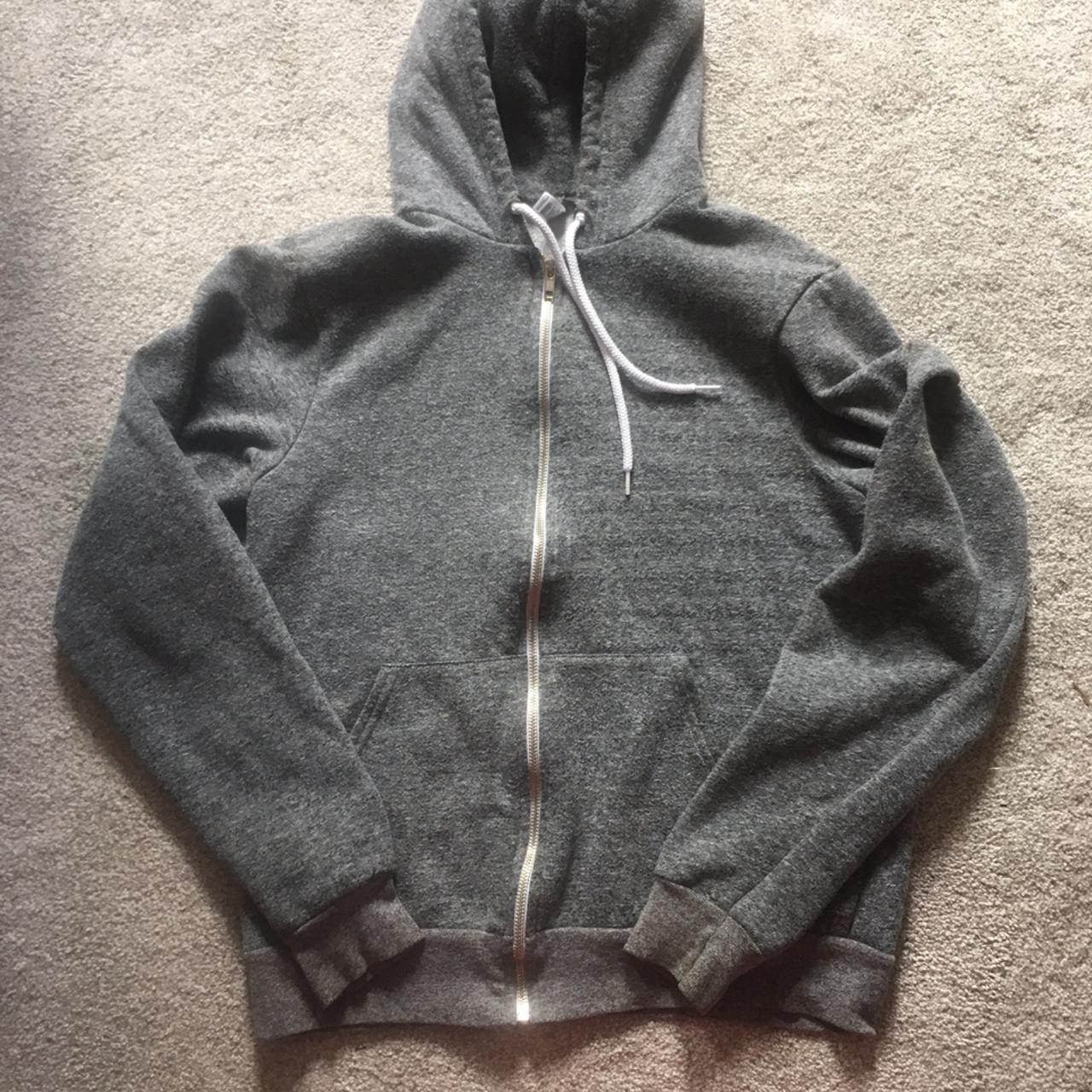 American apparel zip up grey hoodie RARE AS NO UK... - Depop