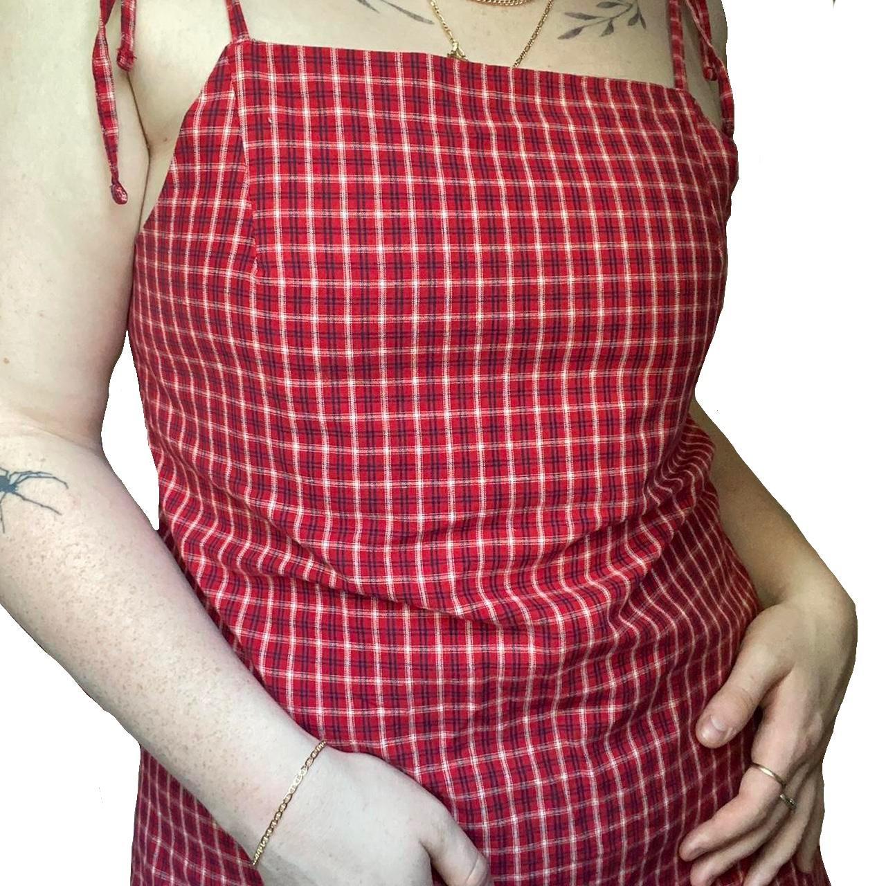 gorgeous red gingham mini dress - size small but... - Depop