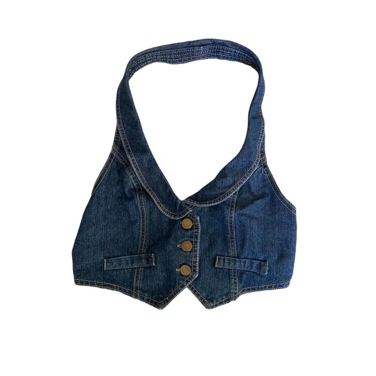 Denim Halter Top Item description -size medium... - Depop