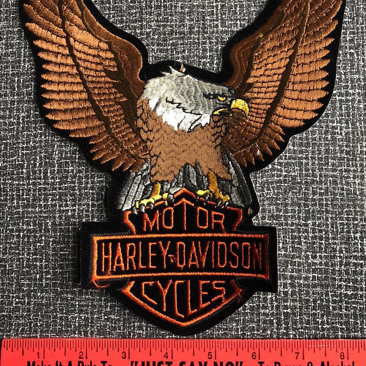 NOS Genuine Harley Chrome Eagle Logo Iron-on Patch 97652-21VX