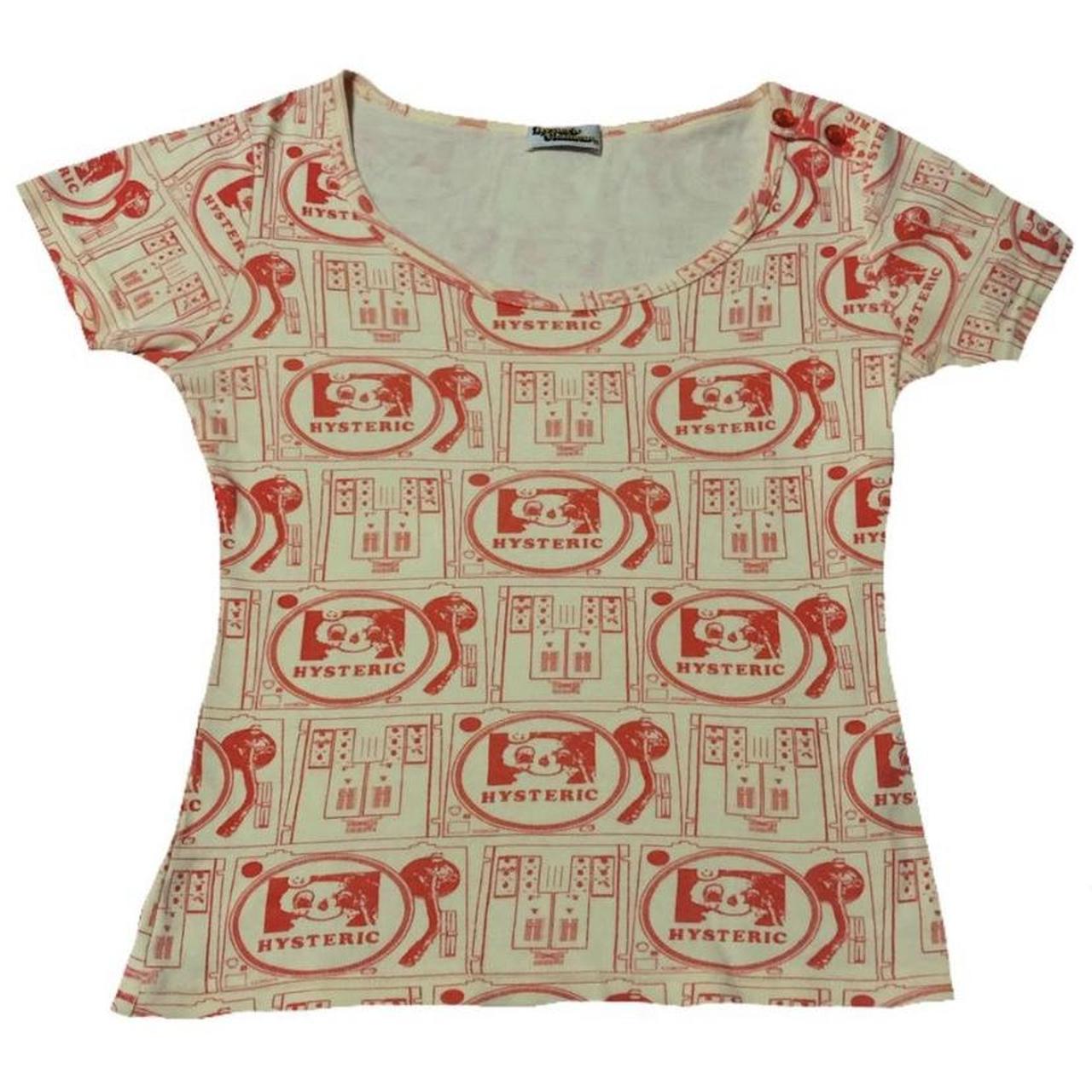 Hysteric Glamour Women s Cream And Red T shirt Depop