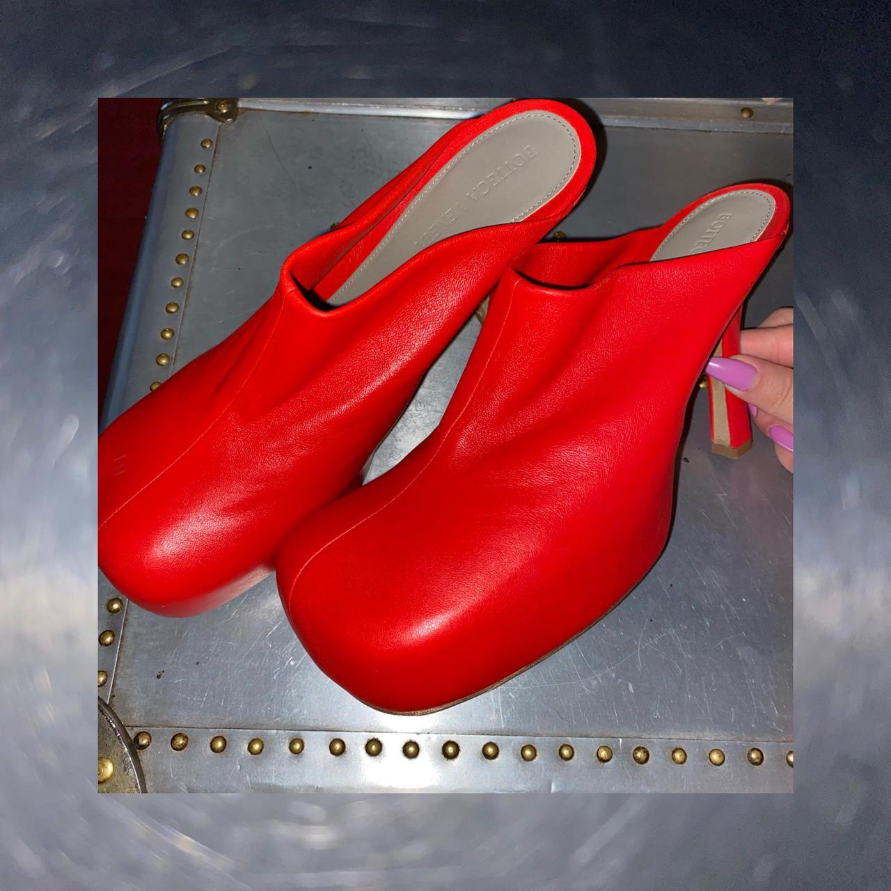 Bottega Veneta Heels Bold Leather Mules In Red Size Depop