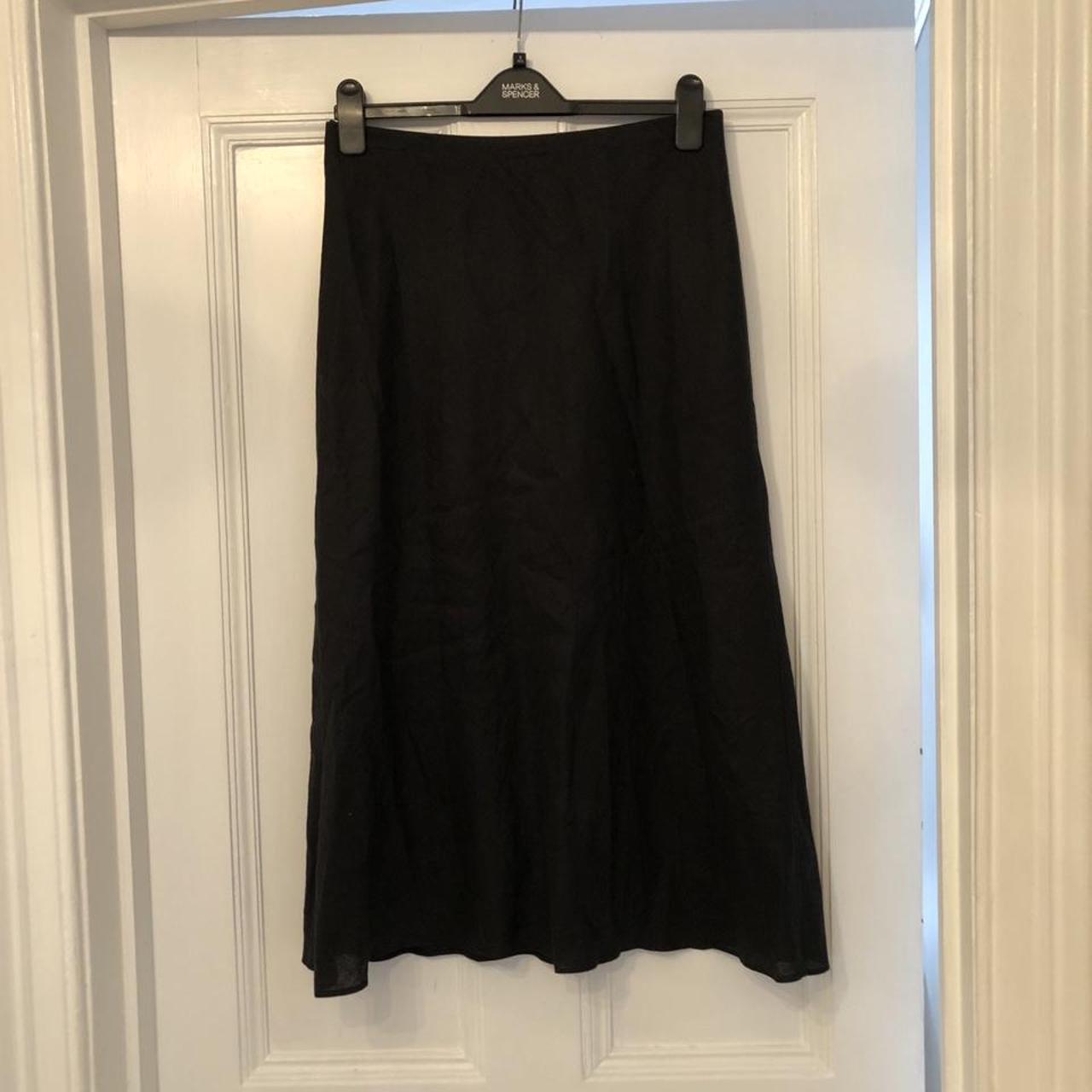 Black maxi linen skirt size 14, comes down to my... - Depop