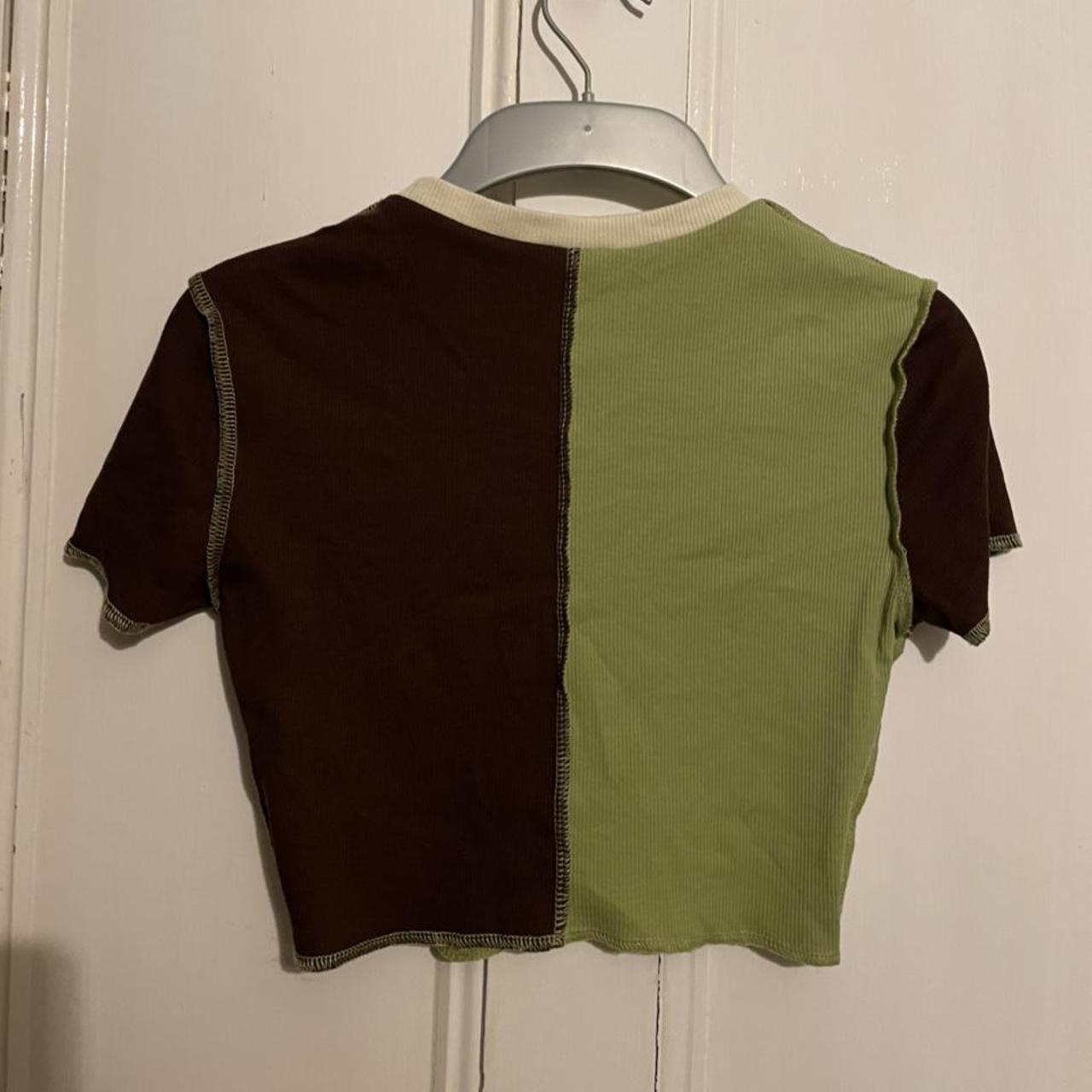SHEIN Women's Green and Brown Crop-top (4)