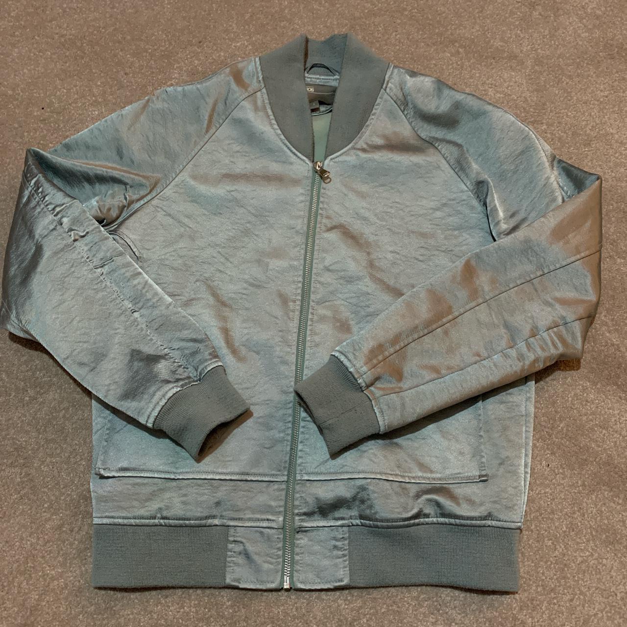 Silver baseball/ varsity jacket Reflective , good... - Depop