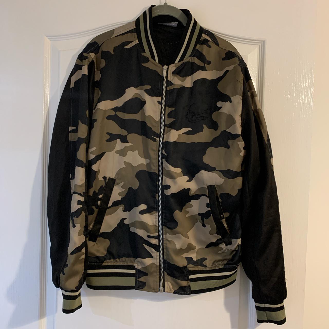 Zara varsity jacket Camo Size M Minor wear signs - Depop