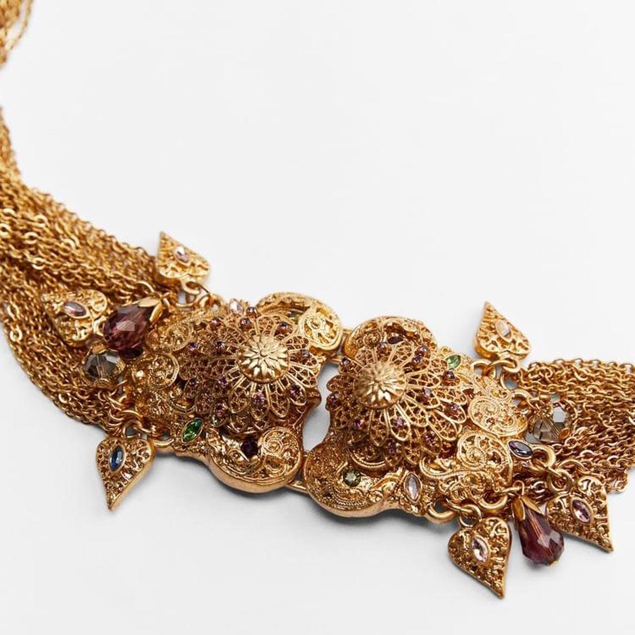 Zara stunning heart stones gold belt 🧡 Belt with... Depop