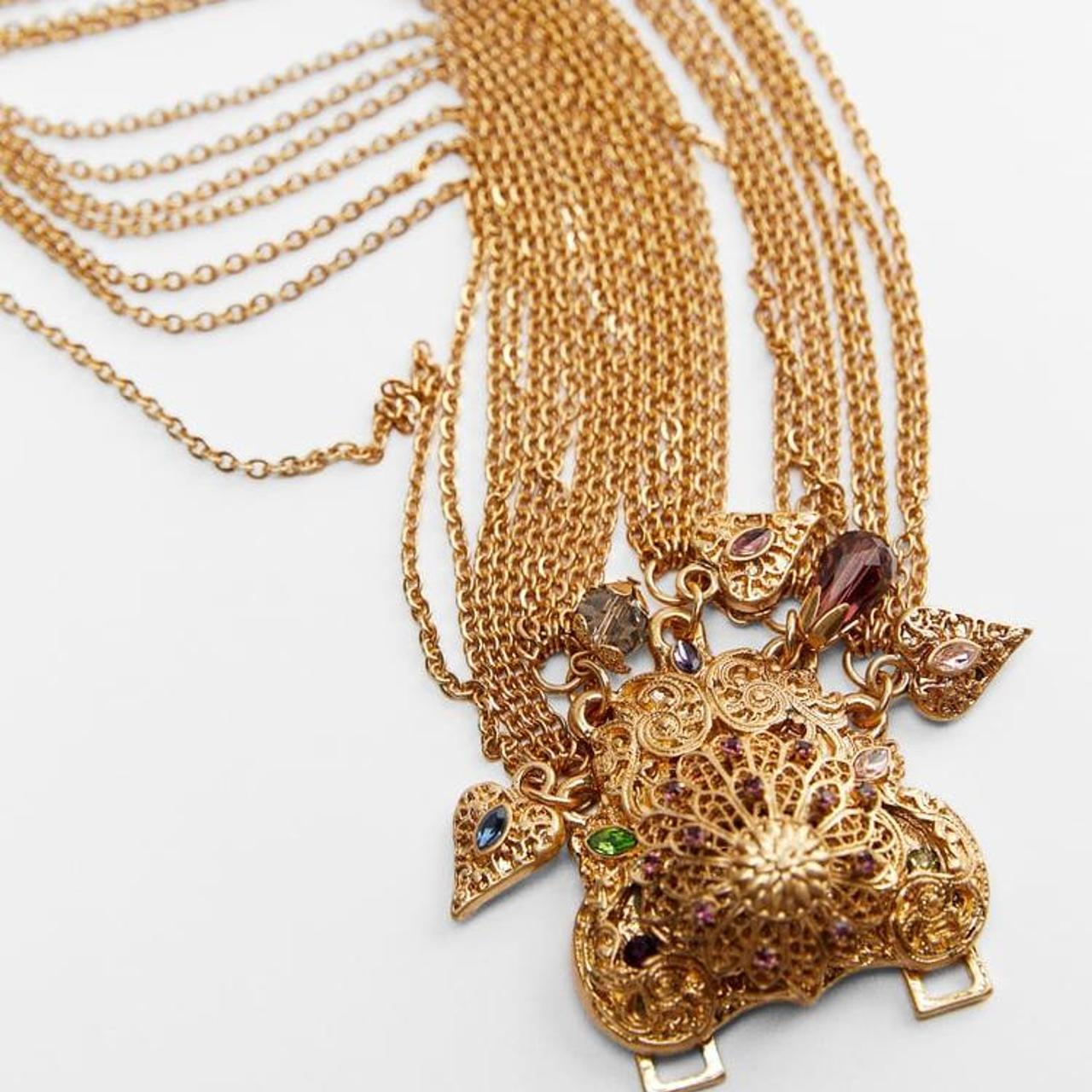 Zara stunning heart stones gold belt 🧡 Belt with... Depop