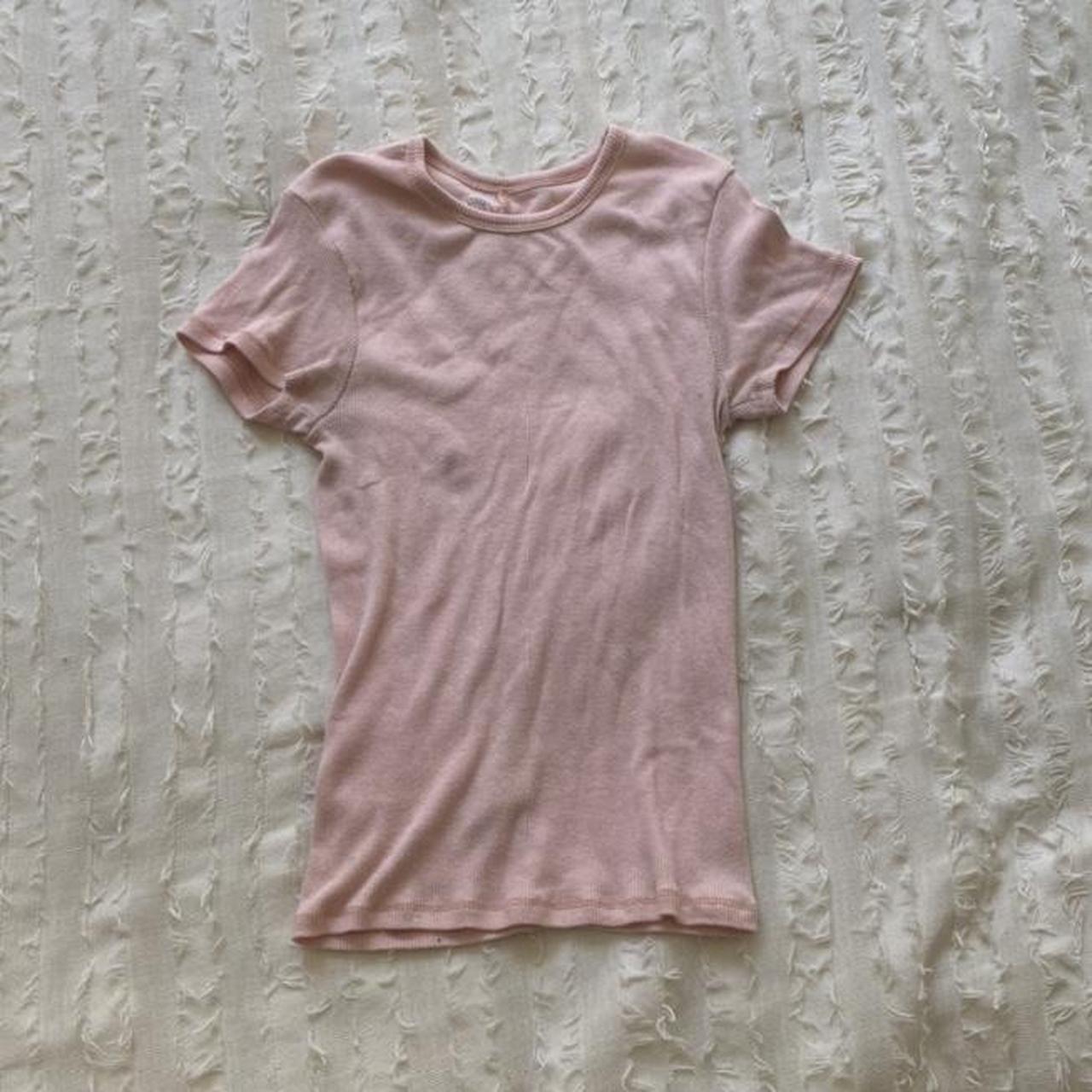 Urban Outfitters Baby Tee Shirt Light pink ribbed... - Depop