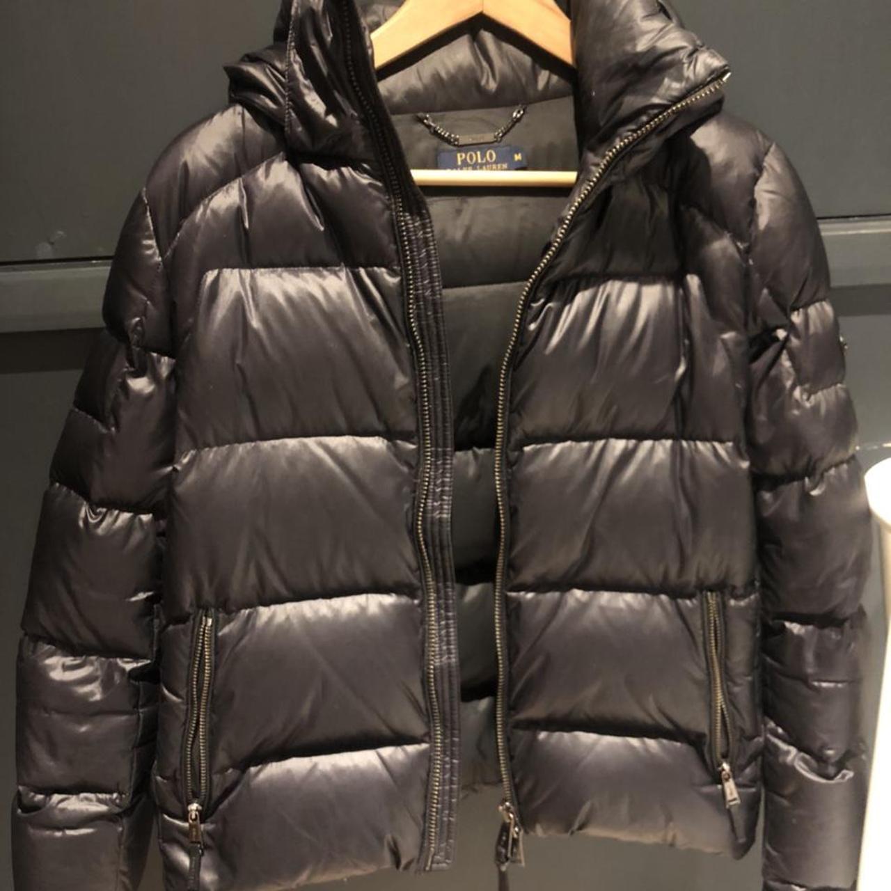 Women’s Ralph Lauren navy puffer jacket with... - Depop