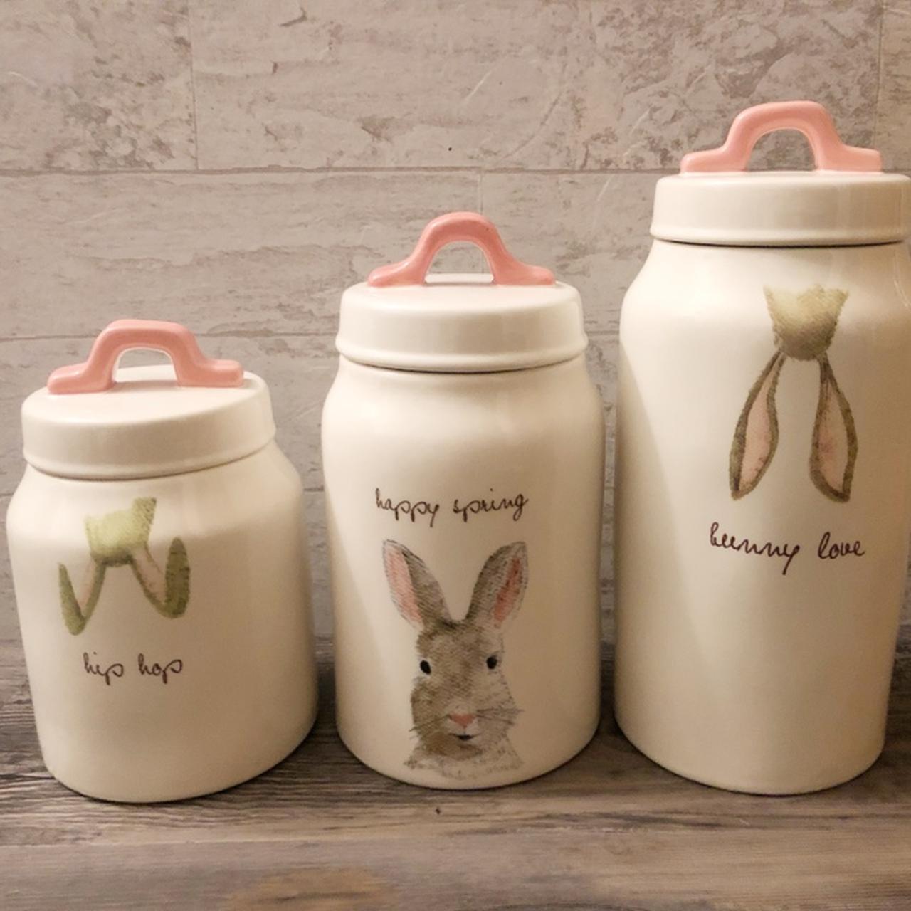 Rae shops Dunn Easter/Spring bunny Canisters